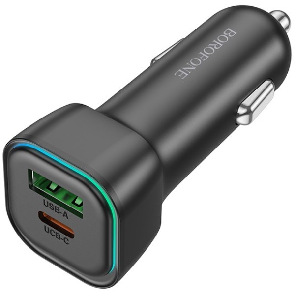 Фото - Автомобільний зарядний пристрій BOROFONE BZ28A Trophie PD30W+QC3.0 car charger Black (6941991110818)